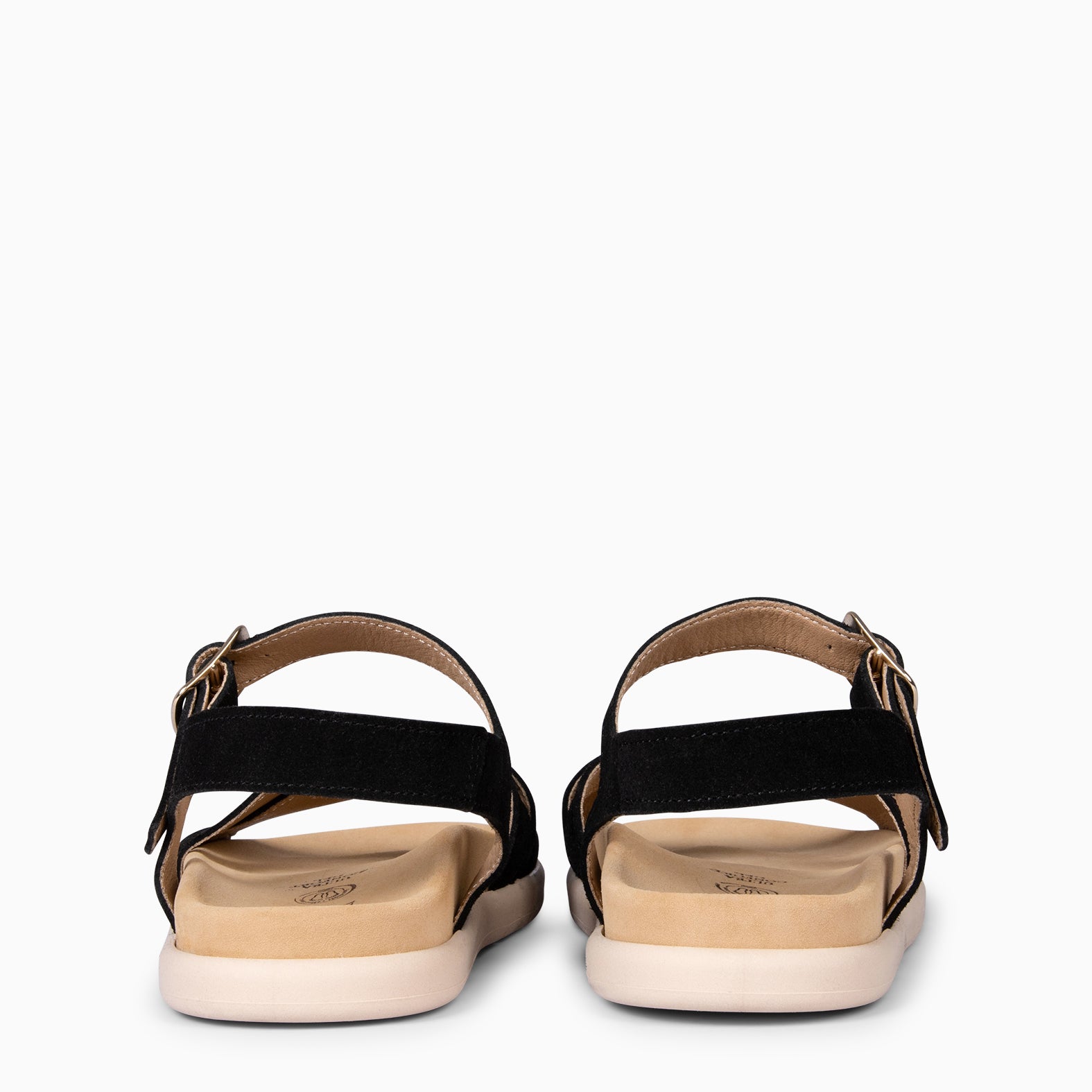 BRISA - Sandales claquettes pieds larges en daim NOIR