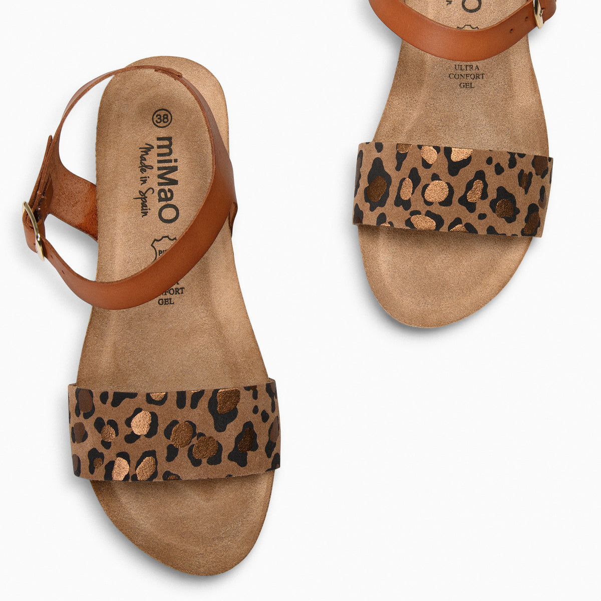 OAK – Sandalias Bio de serraje con cuña LEOPARDO