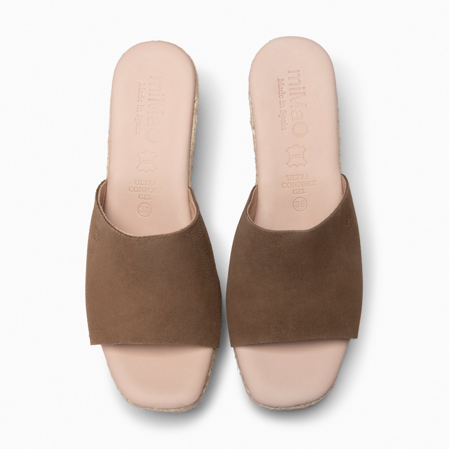 MAIRA - Mules à talon compensé de type et plateforme en jute TAUPE