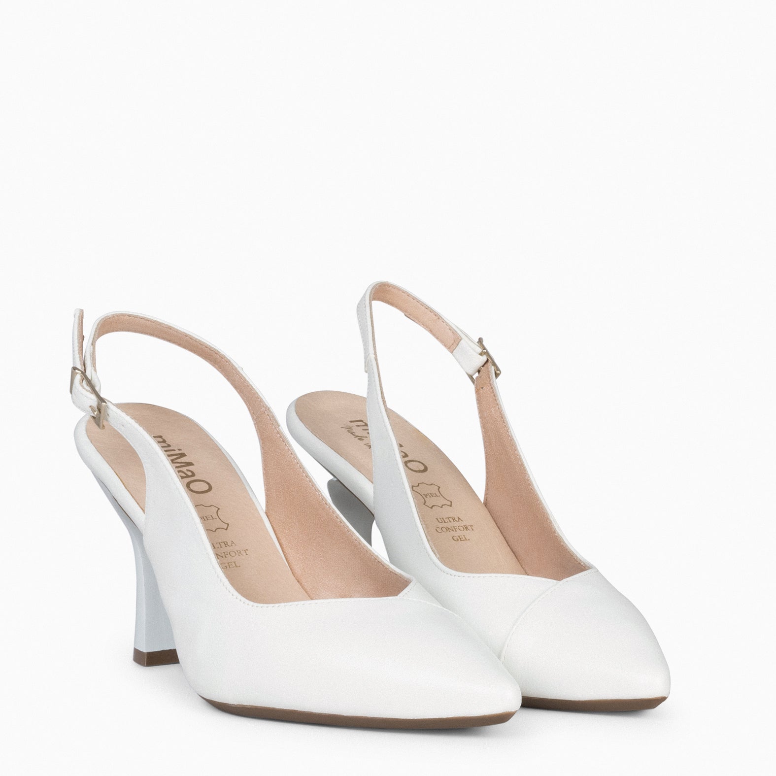 GLAM DESTALONADO – Zapatos de tacón destalonados de napa OFF WHITE - miMaO ®