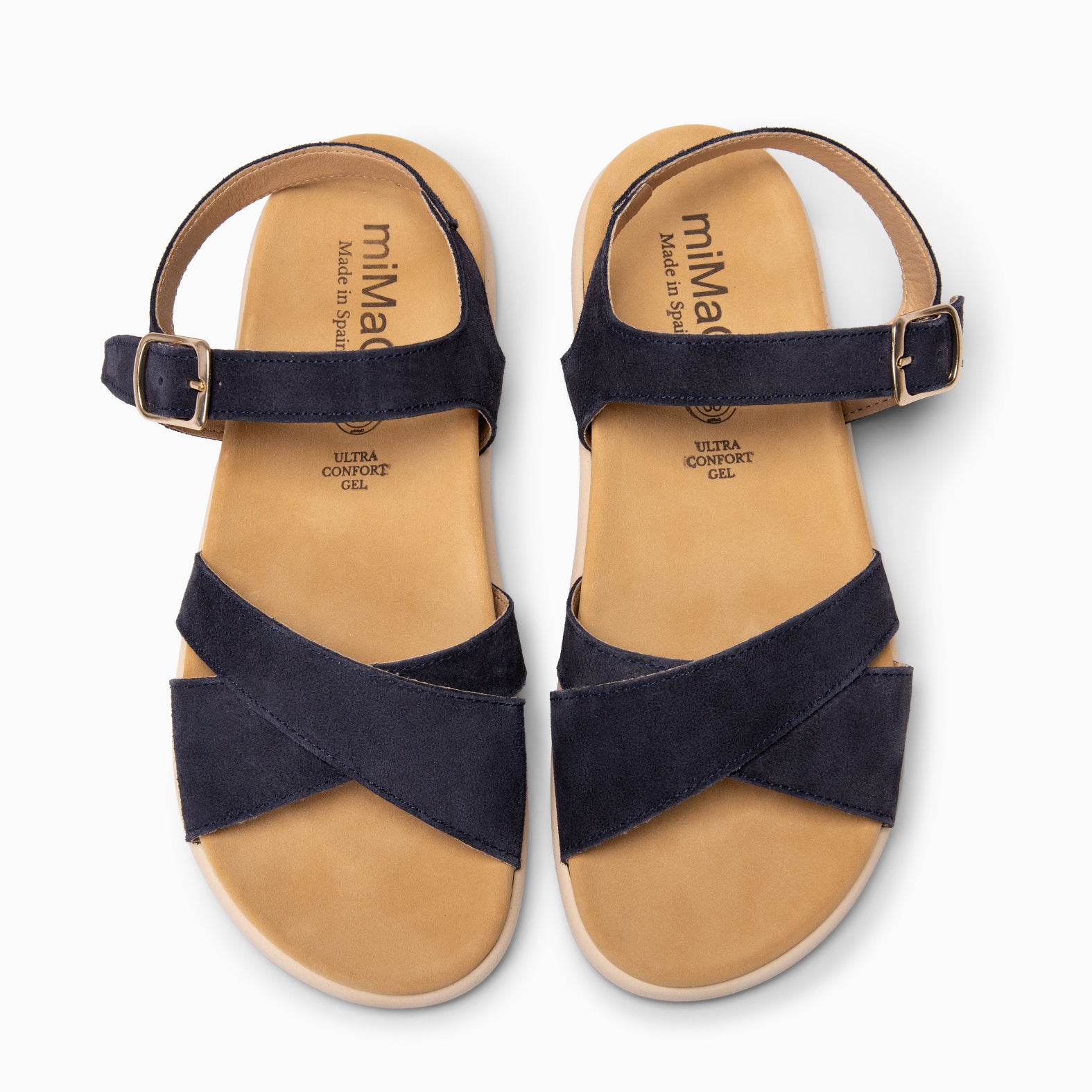 BRISA - Sandales claquettes pieds larges en daim BLEU