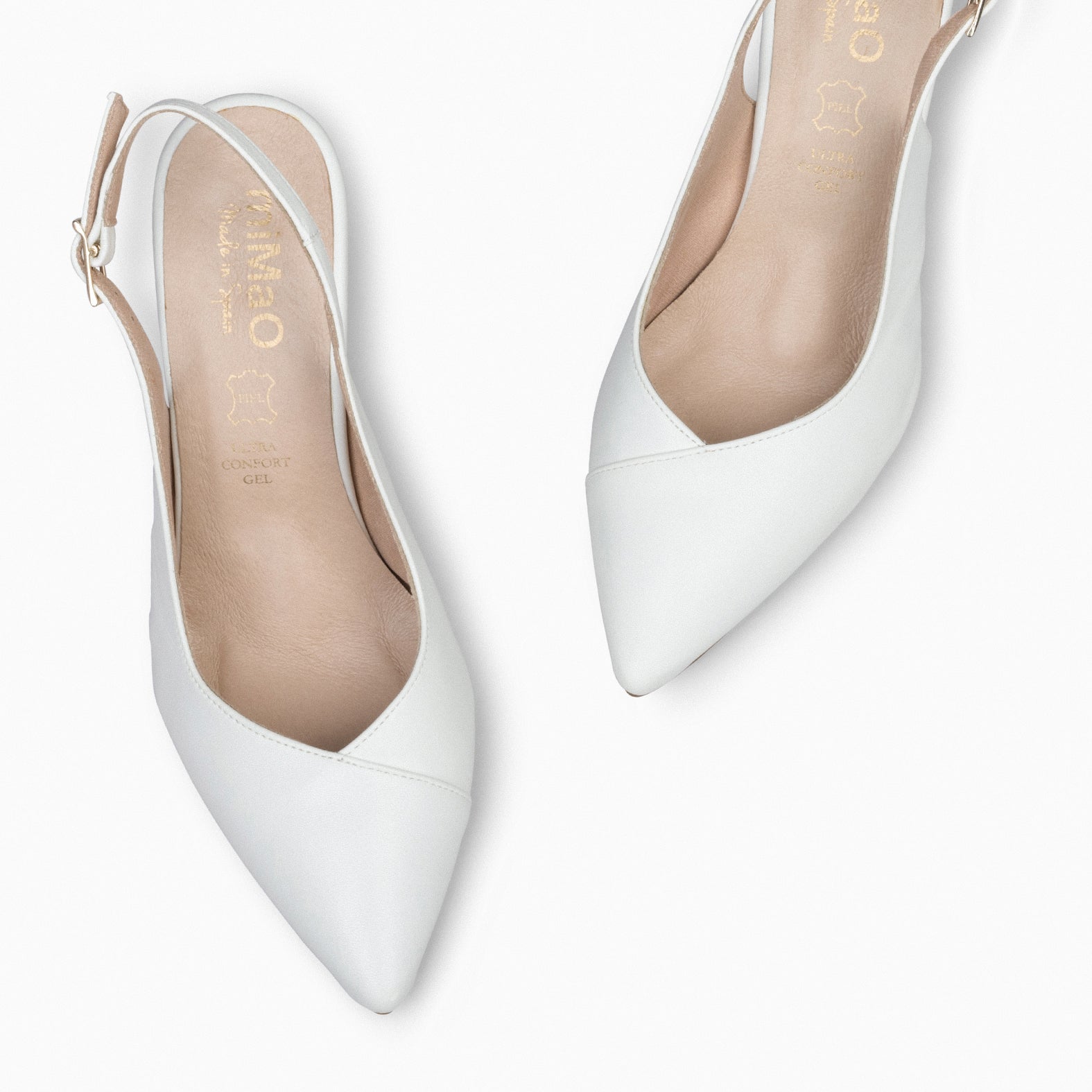 GLAM DESTALONADO – Zapatos de tacón destalonados de napa OFF WHITE - miMaO ®