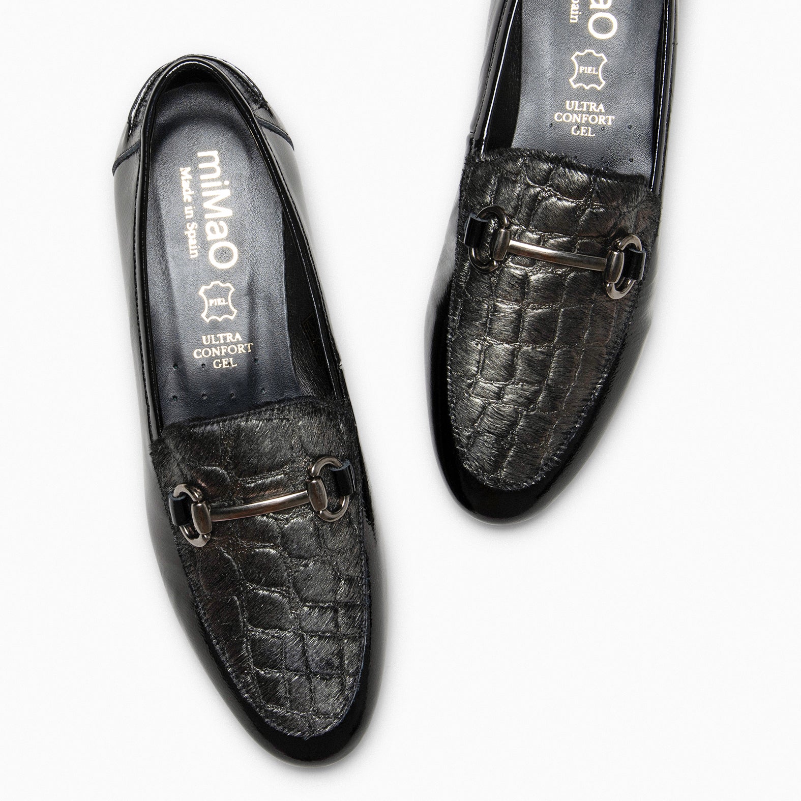 ISABEL - Mocasines planos con adorno NEGRO COCO - miMaO ®