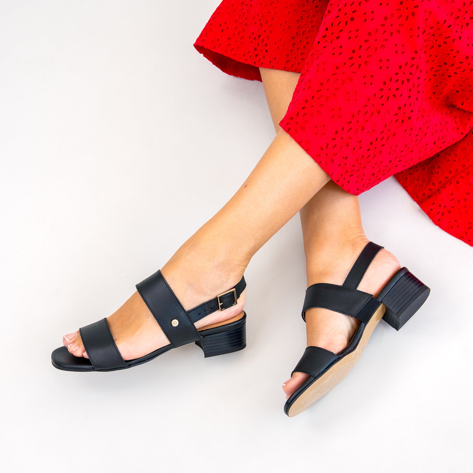 SIA - Sandalias de tacón ancho NEGRO