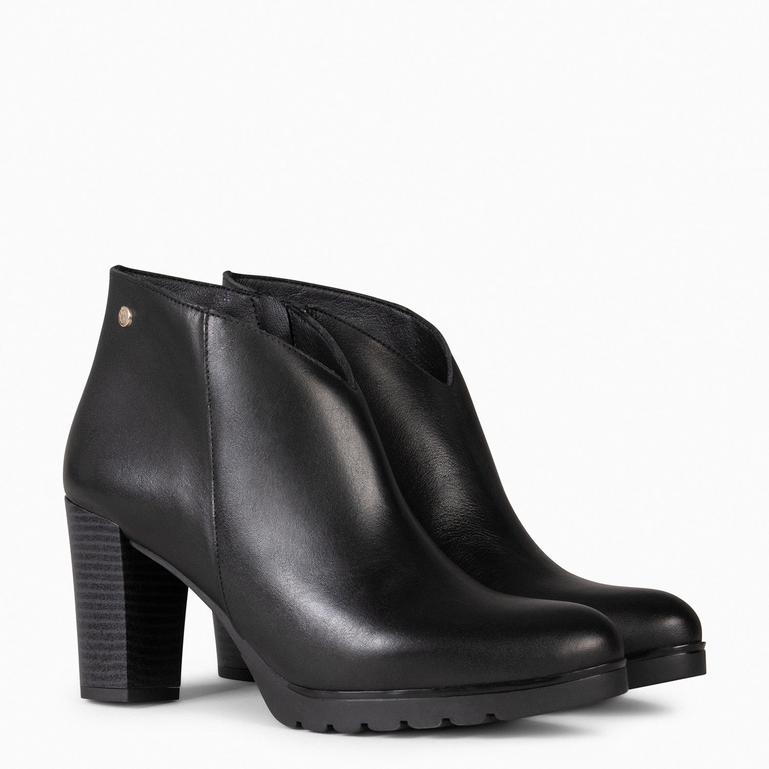 CLASSIC - Botines de tacón de piel NEGRO