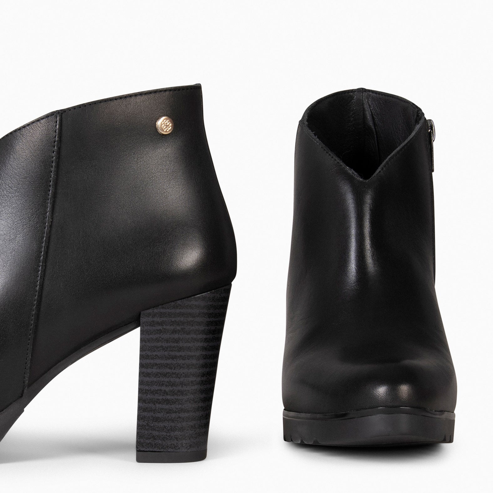 CLASSIC - Botines de tacón de piel NEGRO