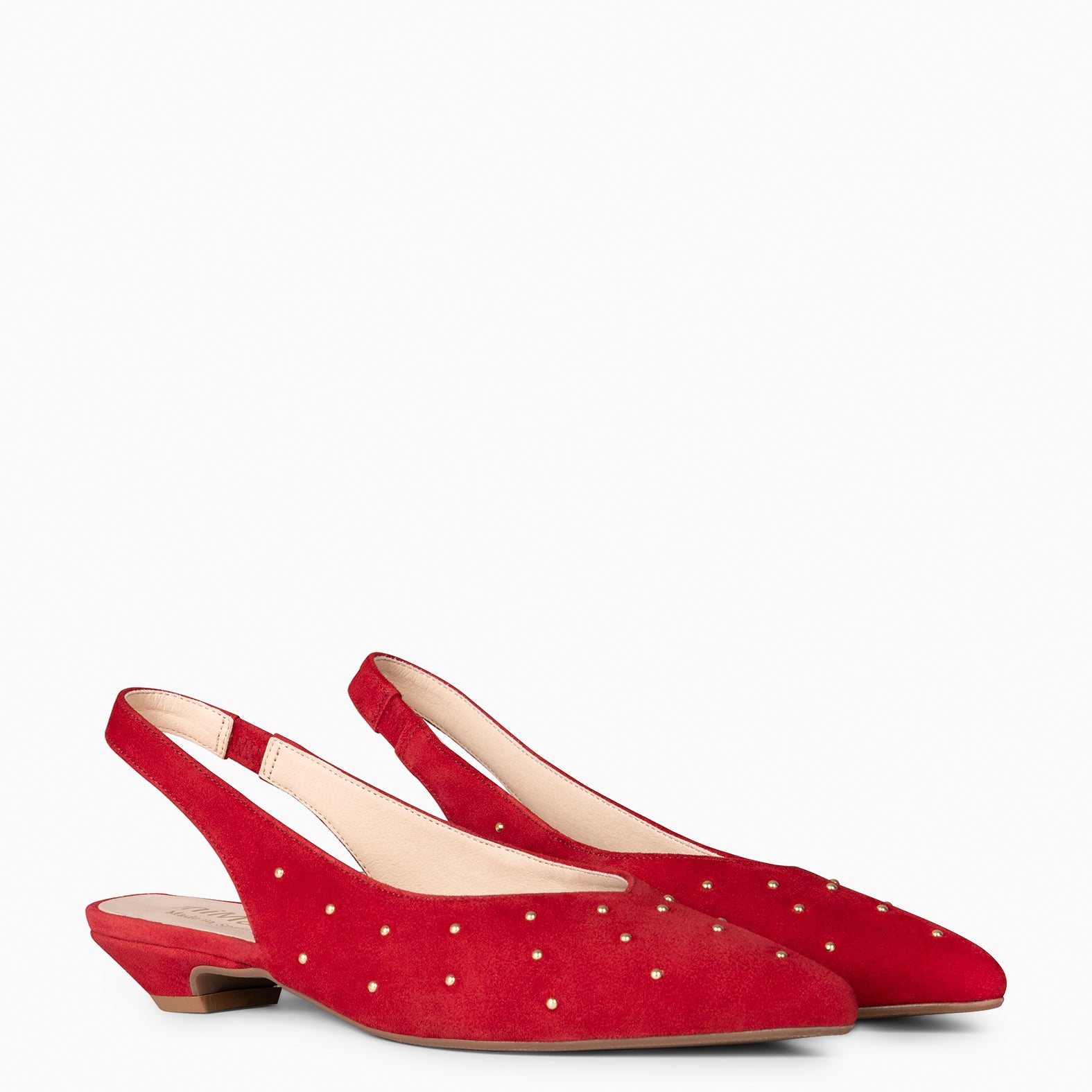 ORION – ZAPATOS BAJOS DESTALONADOS CON TACHAS ROJO - miMaO ®