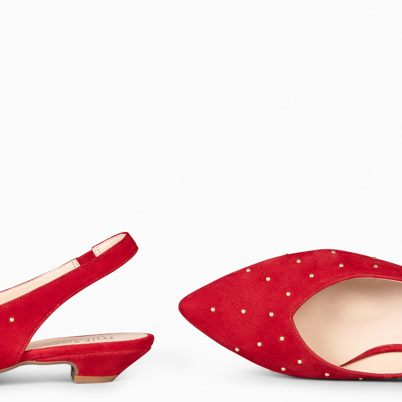 ORION – ZAPATOS BAJOS DESTALONADOS CON TACHAS ROJO - miMaO ®