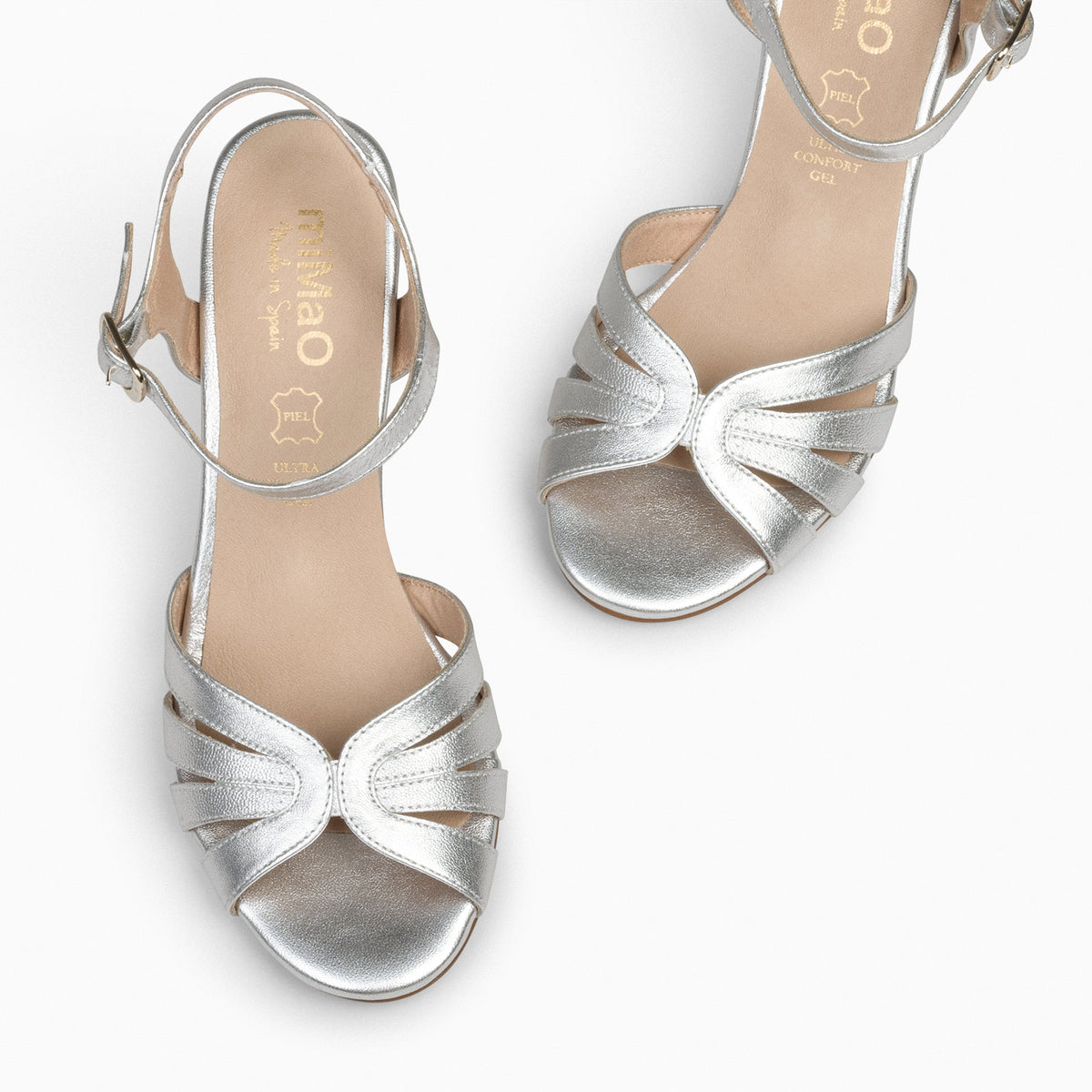 MUSA – Sandalias de Tacón ancho PLATA