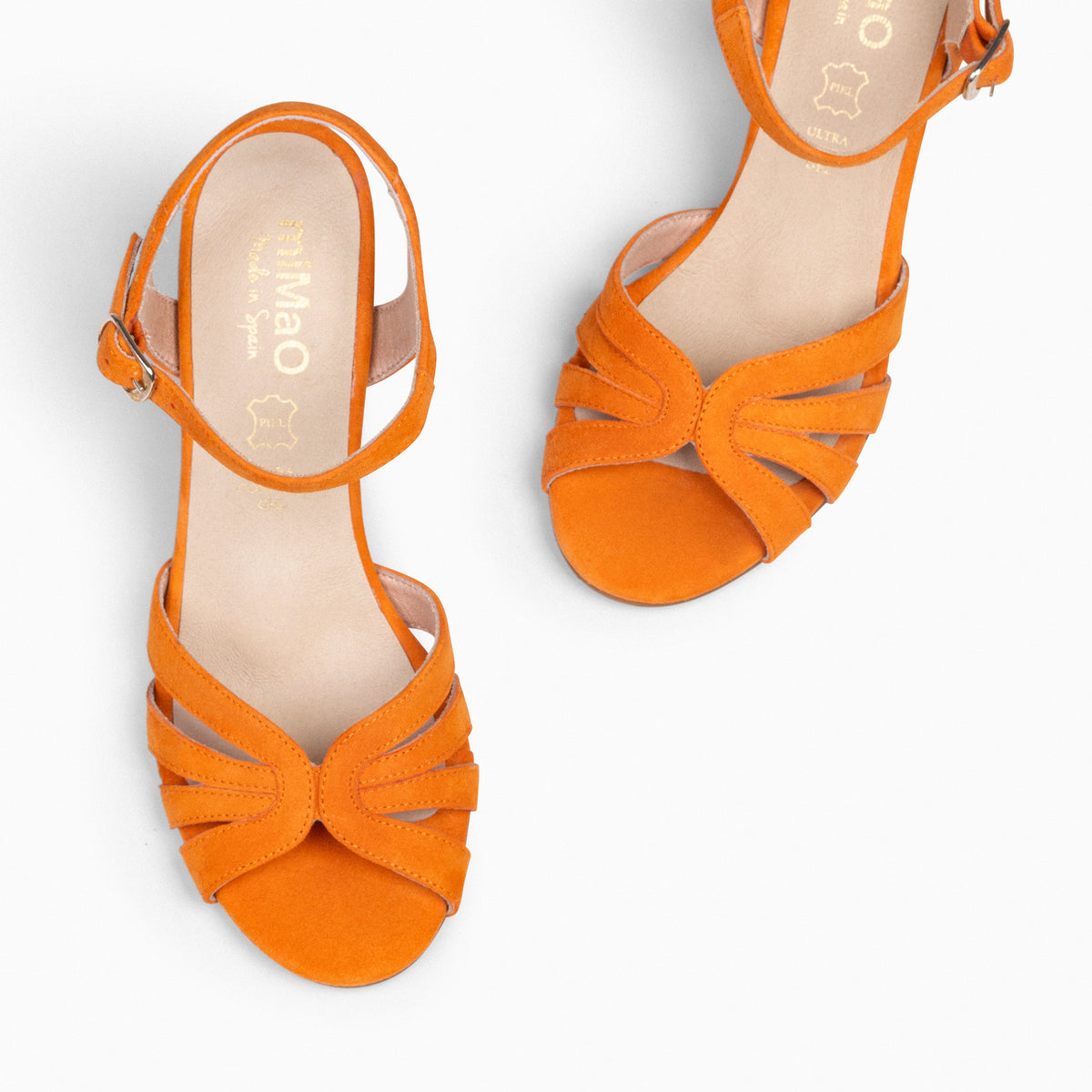 MUSA – Sandalias de Tacón ancho NARANJA