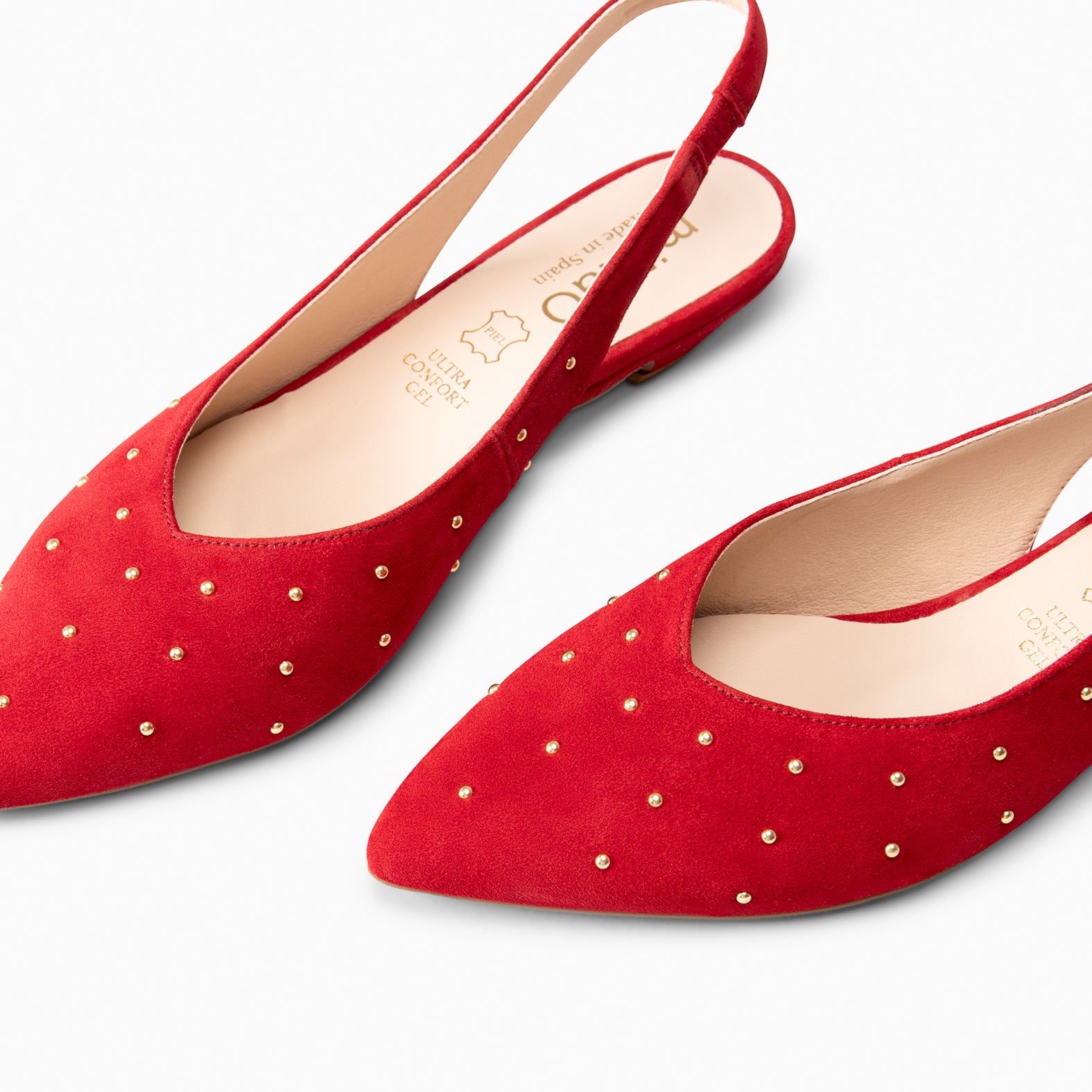 ORION – ZAPATOS BAJOS DESTALONADOS CON TACHAS ROJO - miMaO ®