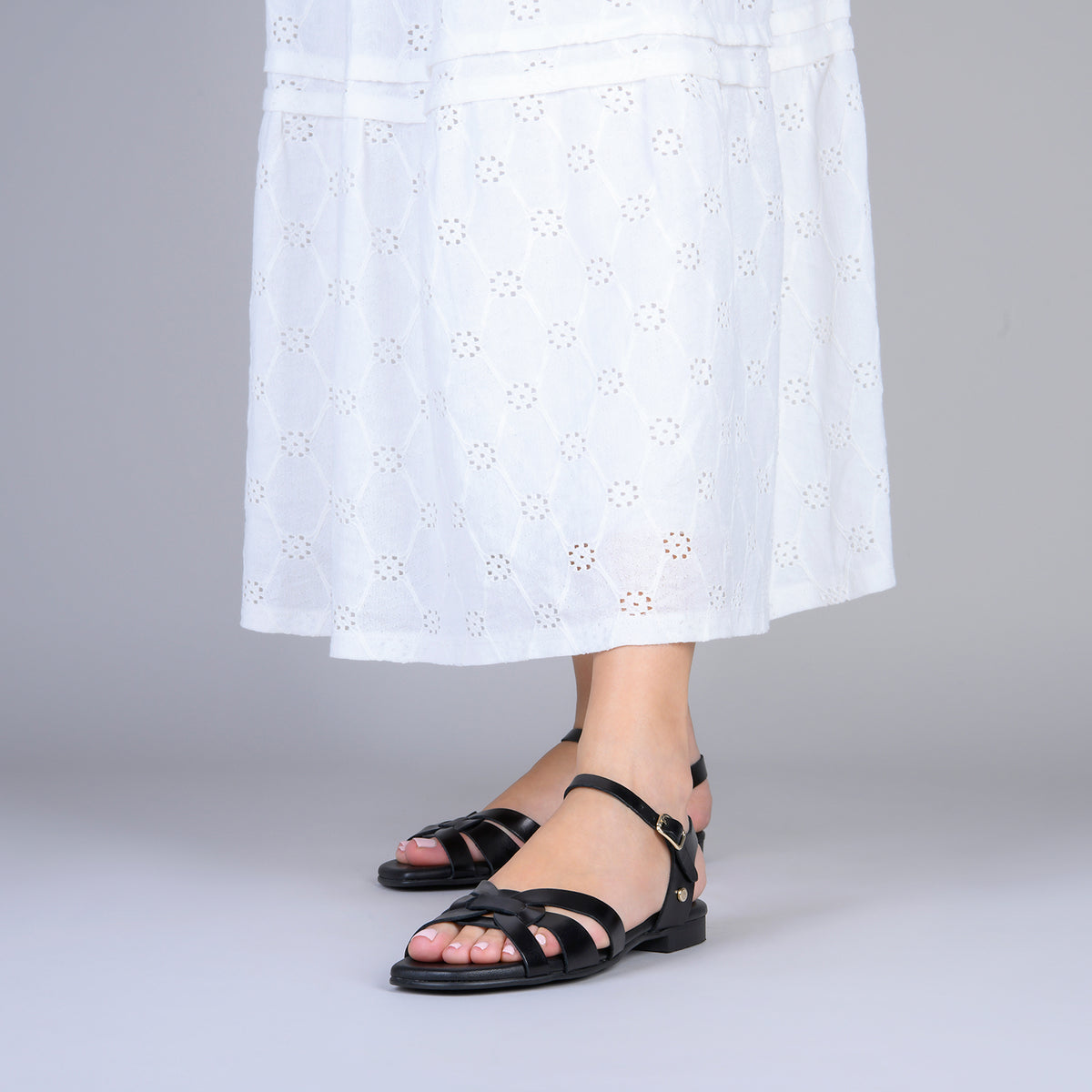 LIVIA - Sandalias planas elegantes NEGRO