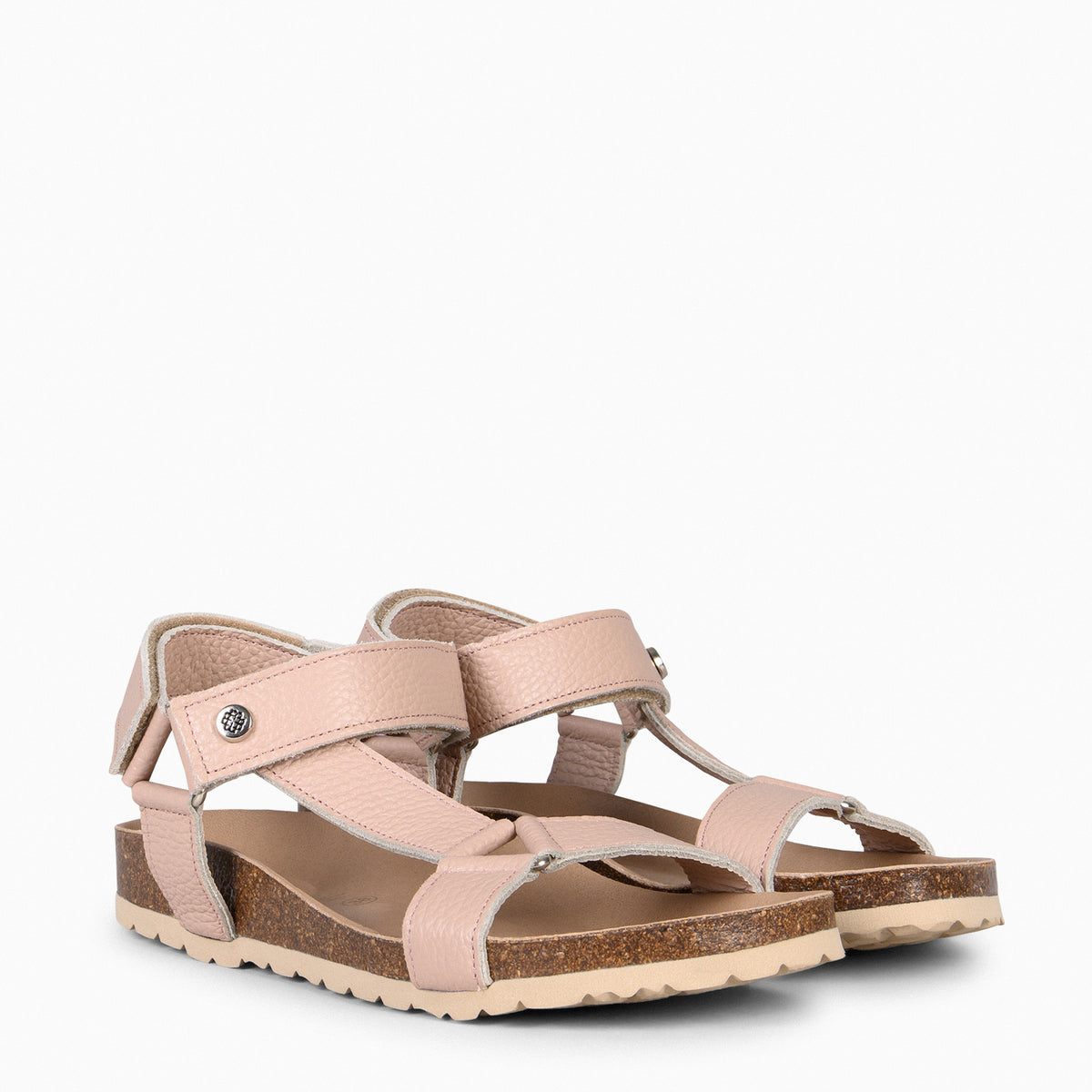 LAURA - Sandalias BIO con velcro NUDE