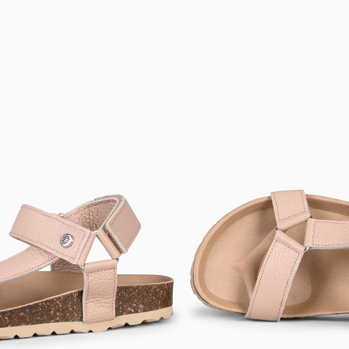 LAURA - Sandalias BIO con velcro NUDE