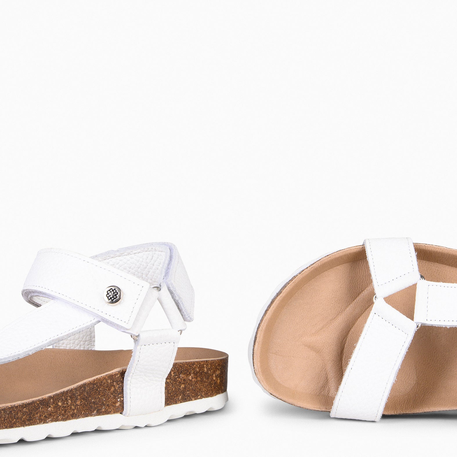 LAURA - Sandalias BIO con velcro BLANCO