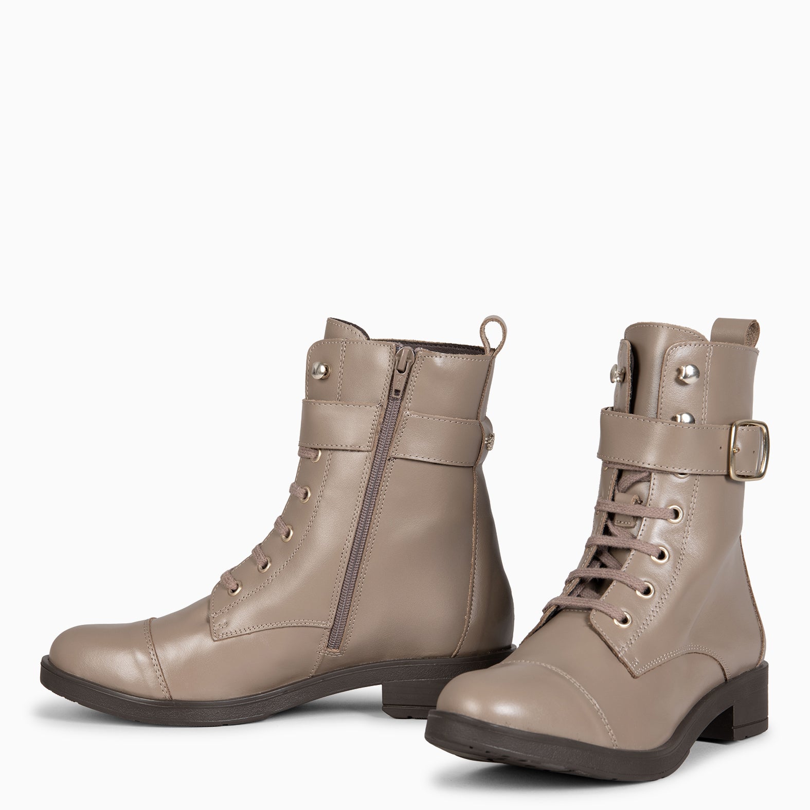 BELFAST – Botines con cordones de piel TAUPE NAPA - miMaO ®
