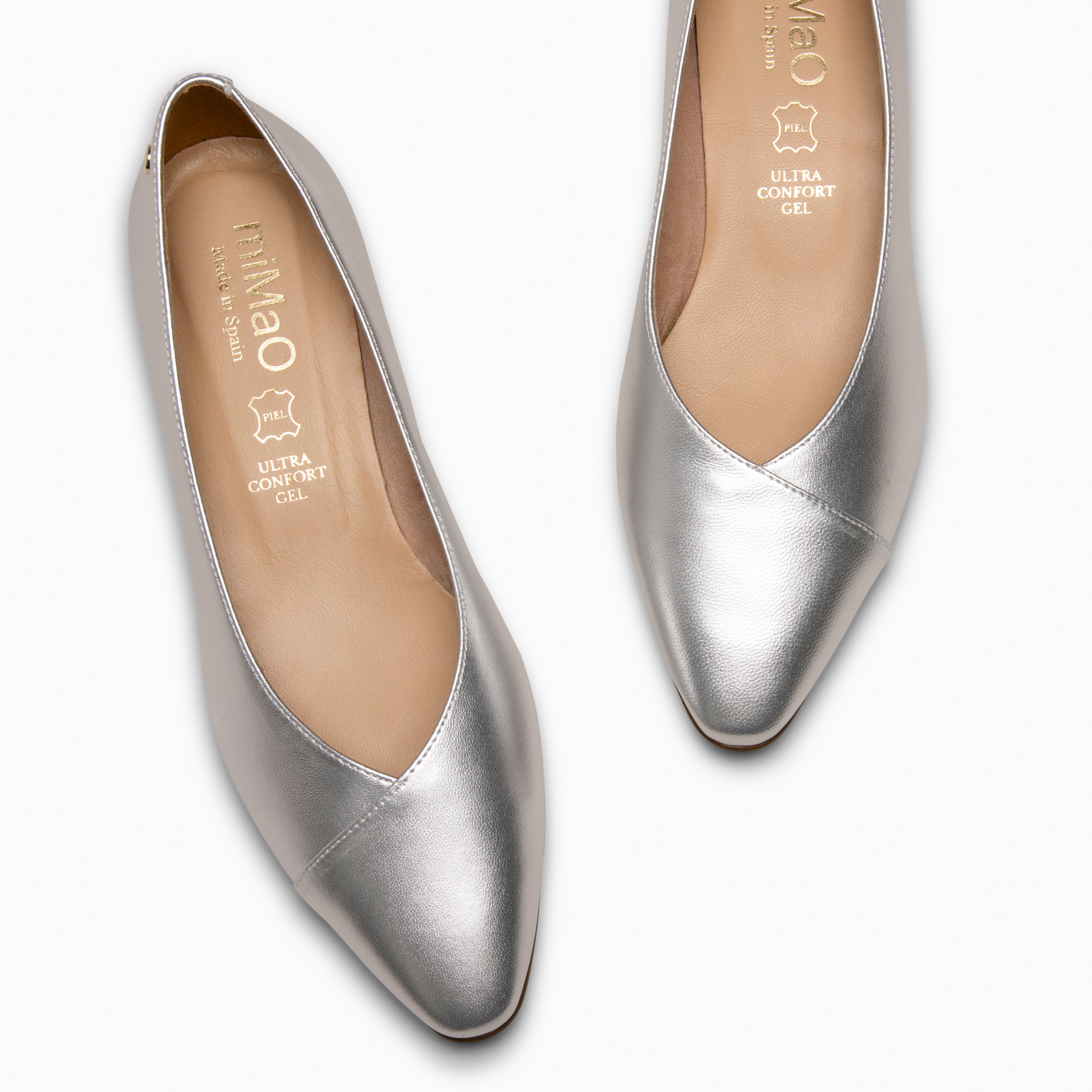 MARIE - Zapatos de tacón Bajo de punta fina PLATA - miMaO ®