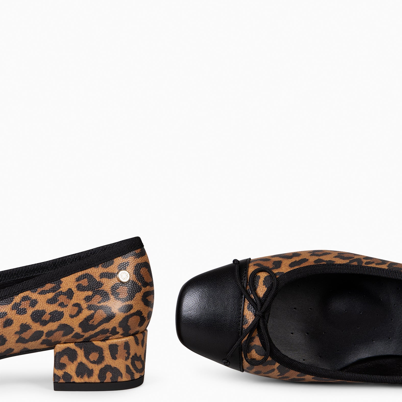 GLAMOUR – Bailarinas con tacón y puntera de napa LEOPARDO - miMaO ®