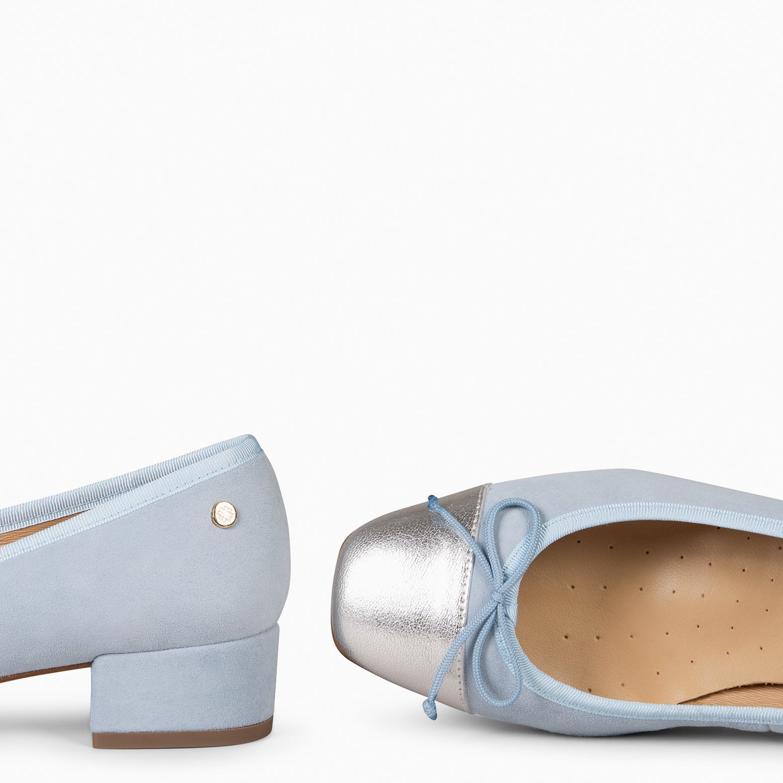 GLAMOUR – Bailarinas con tacón y puntera de napa AZUL - miMaO ®