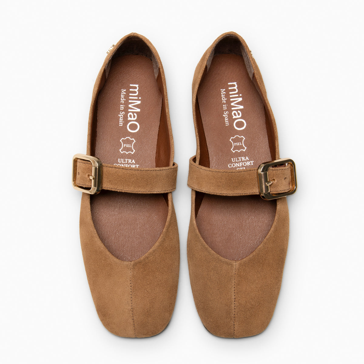 FRANCISCA - Mercedita de piel con tira ajustable CAMEL
