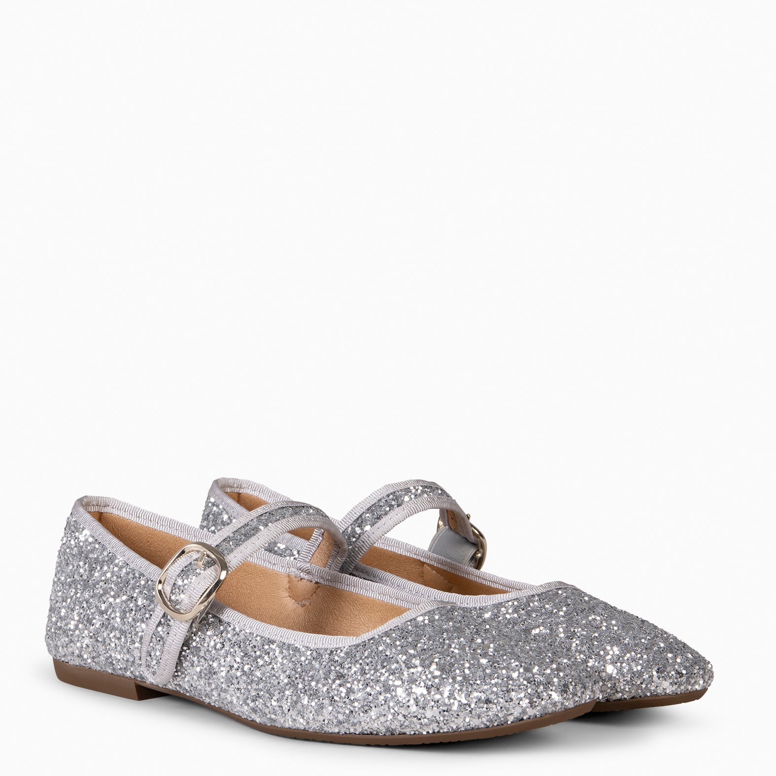 CLARA - Mercedita con puntera cuadrada PLATA - miMaO ®
