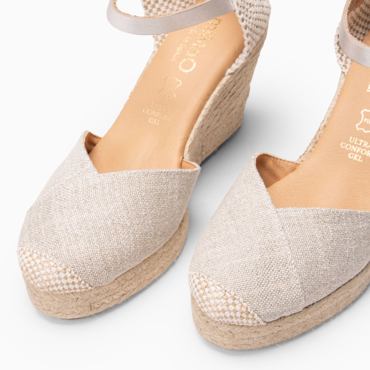 CONIL - Cuñas de esparto con hilo metalizado BEIGE