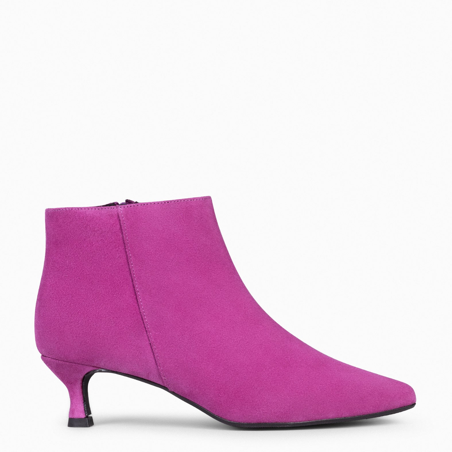 ROYAL - Botines tacón bajo FUCSIA serraje - miMaO ®