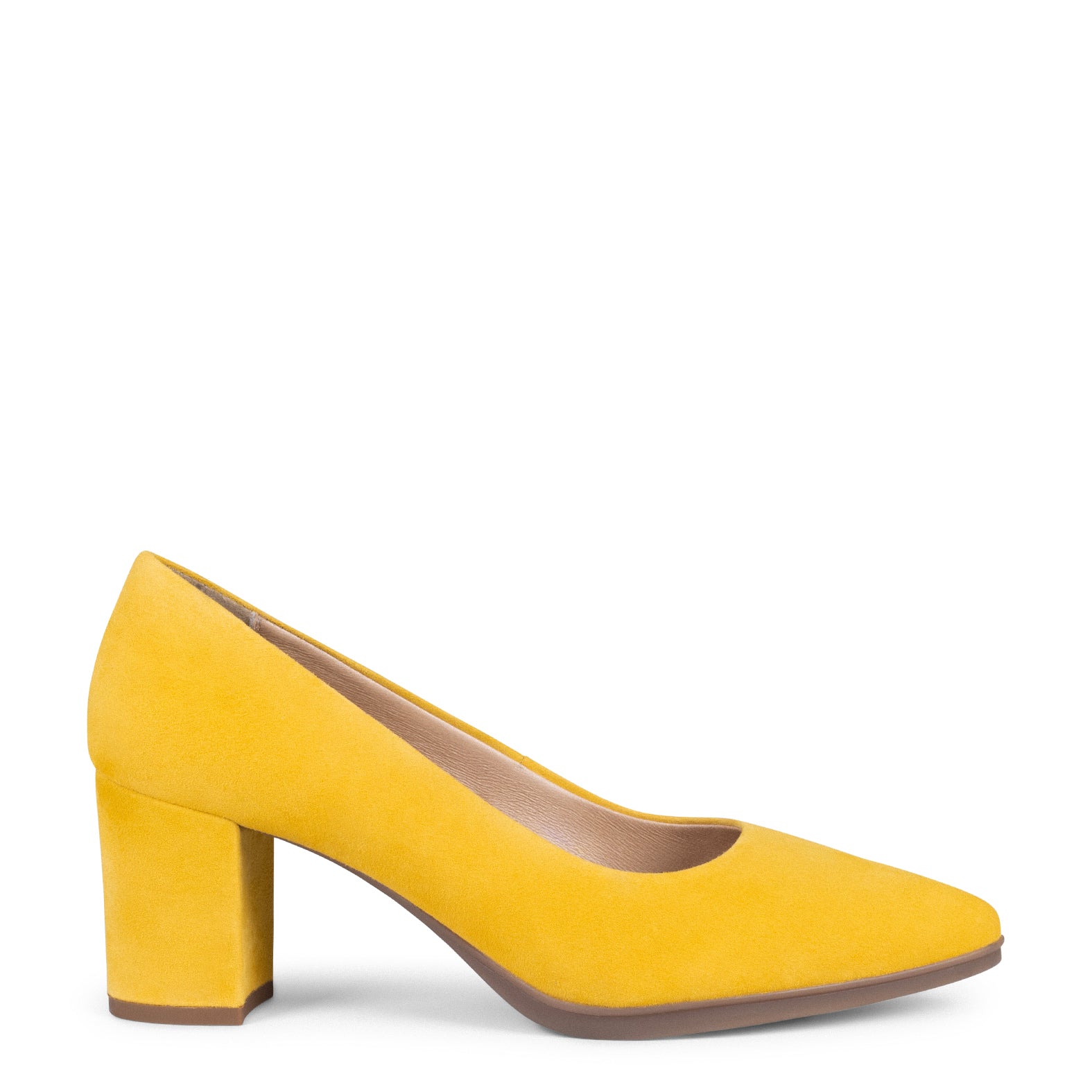 URBAN S - SAPATOS DE SALTO MÉDIO EM CAMURÇA AMARELO