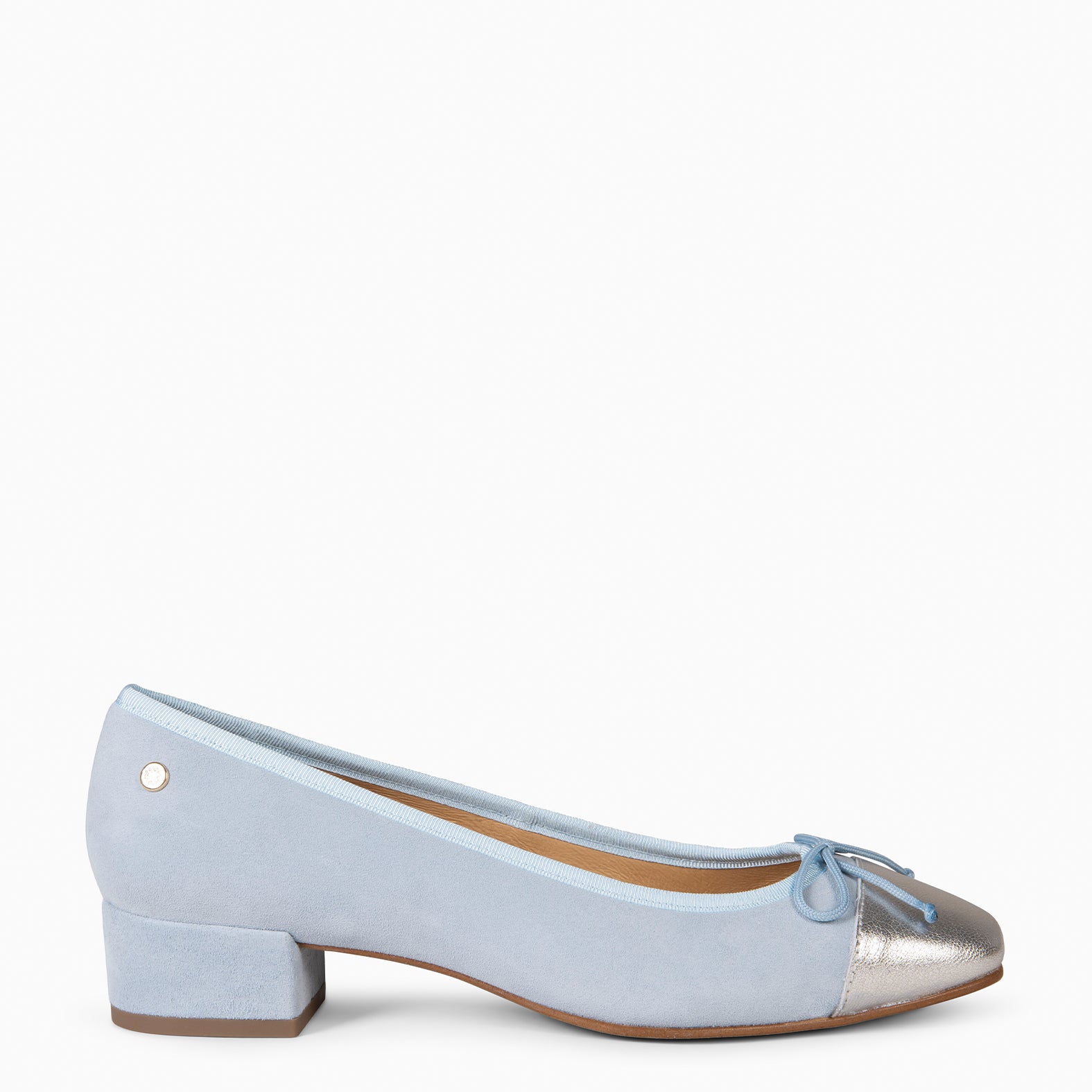 GLAMOUR – Bailarinas con tacón y puntera de napa AZUL - miMaO ®