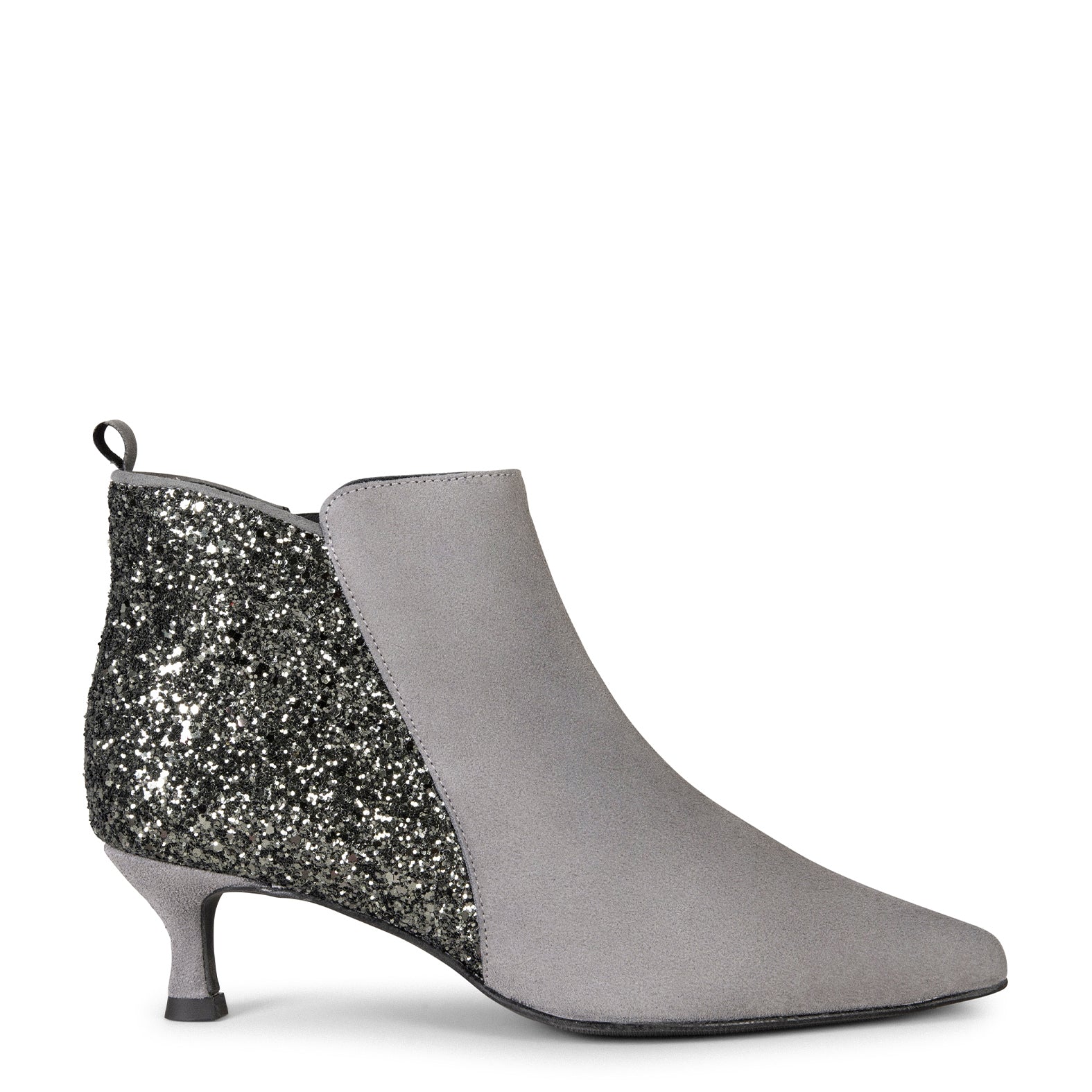 ROYAL GLITTER – GREY Low-heel booties
