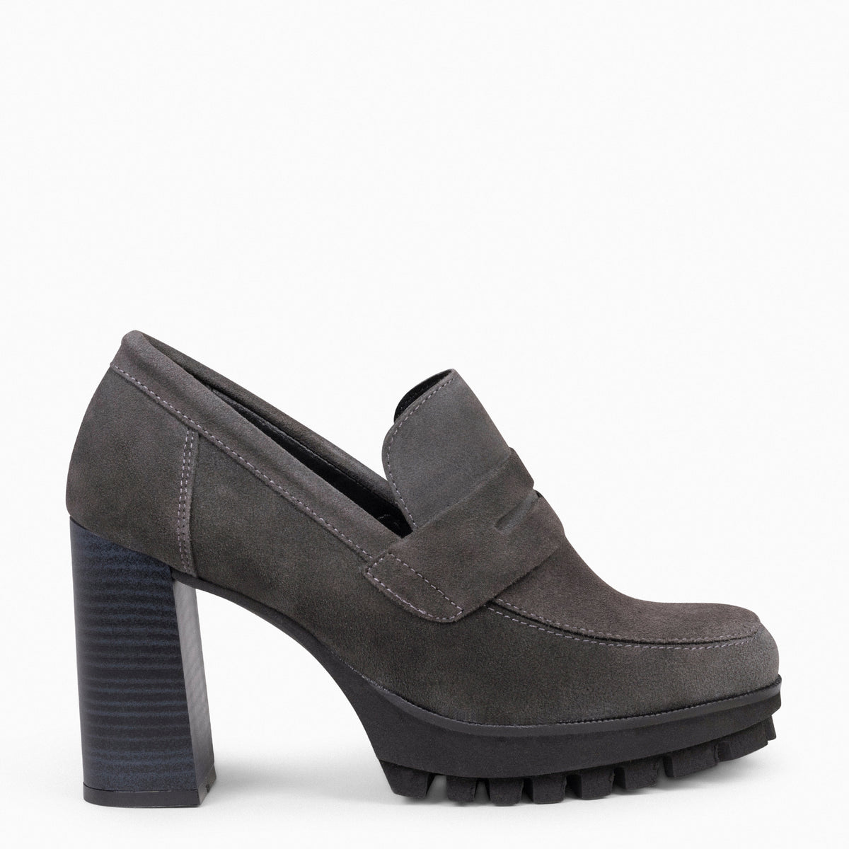 TREND – Mocasín con tacón y plataforma GRIS