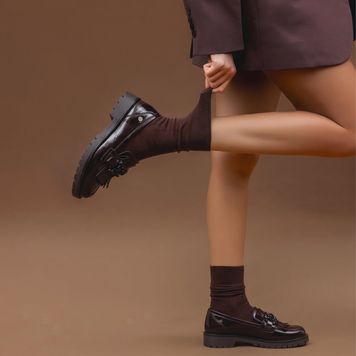RAVEN - Mocasín con suela track MARRON