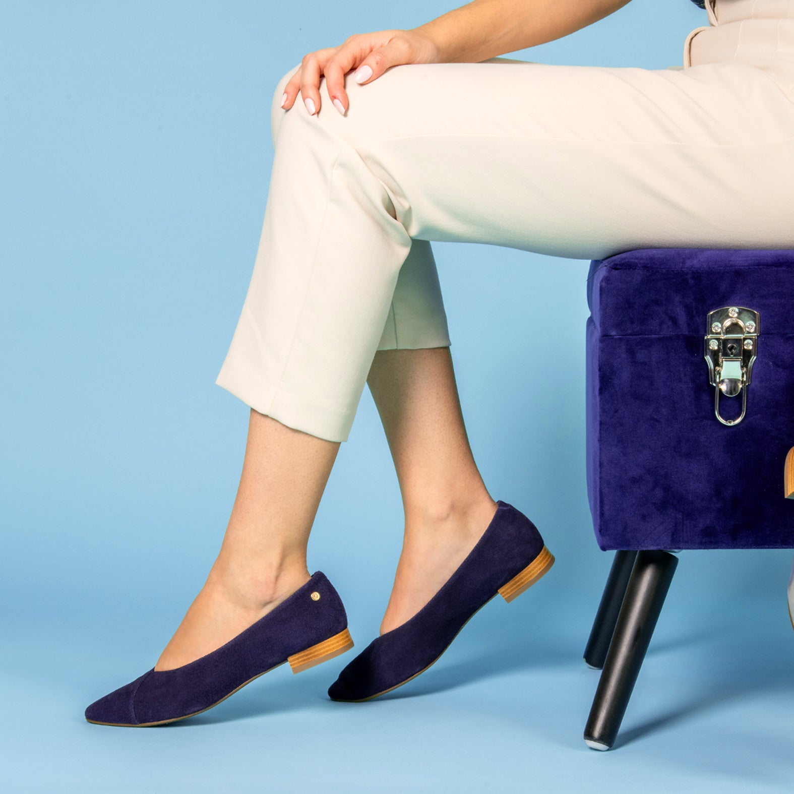 MARIE - Zapatos de tacón Bajo de punta fina AZUL MARINO - miMaO ®