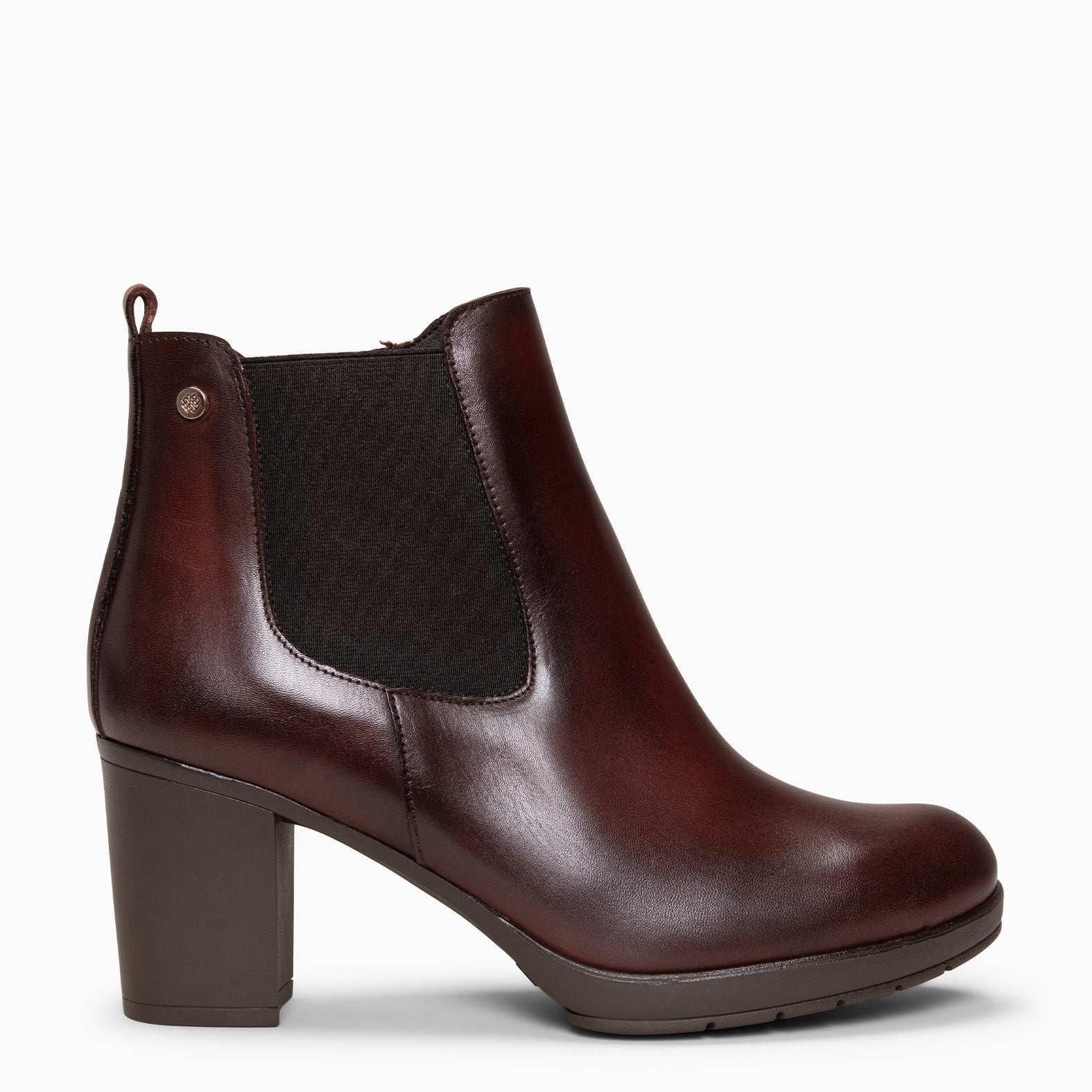 SABRINA – Botin de tacón alto con elástico lateral MARRON - miMaO ®