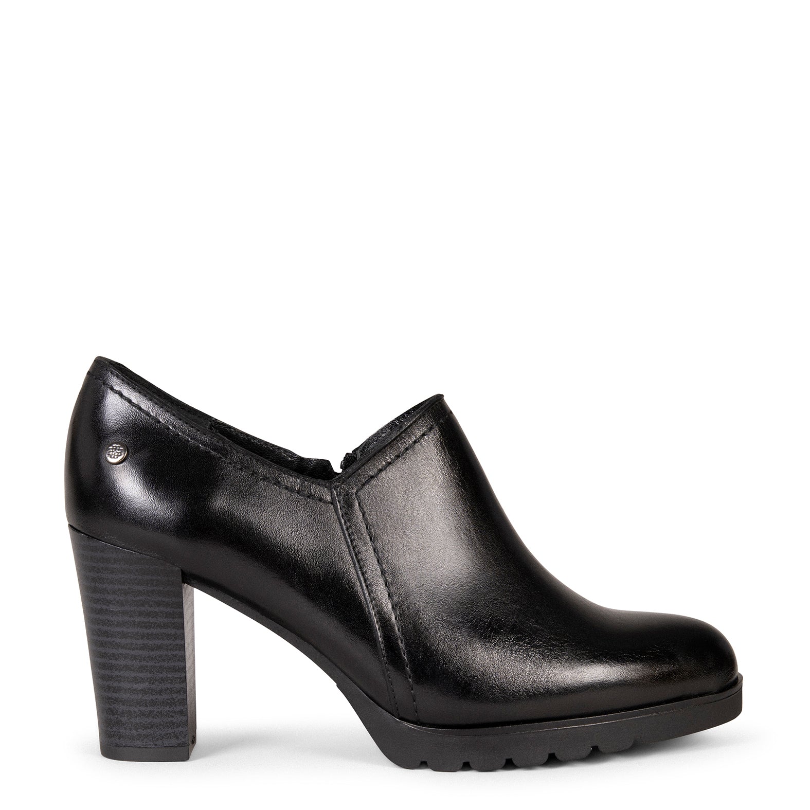 DAYANA – Bottines à talon haut en cuir NOIR