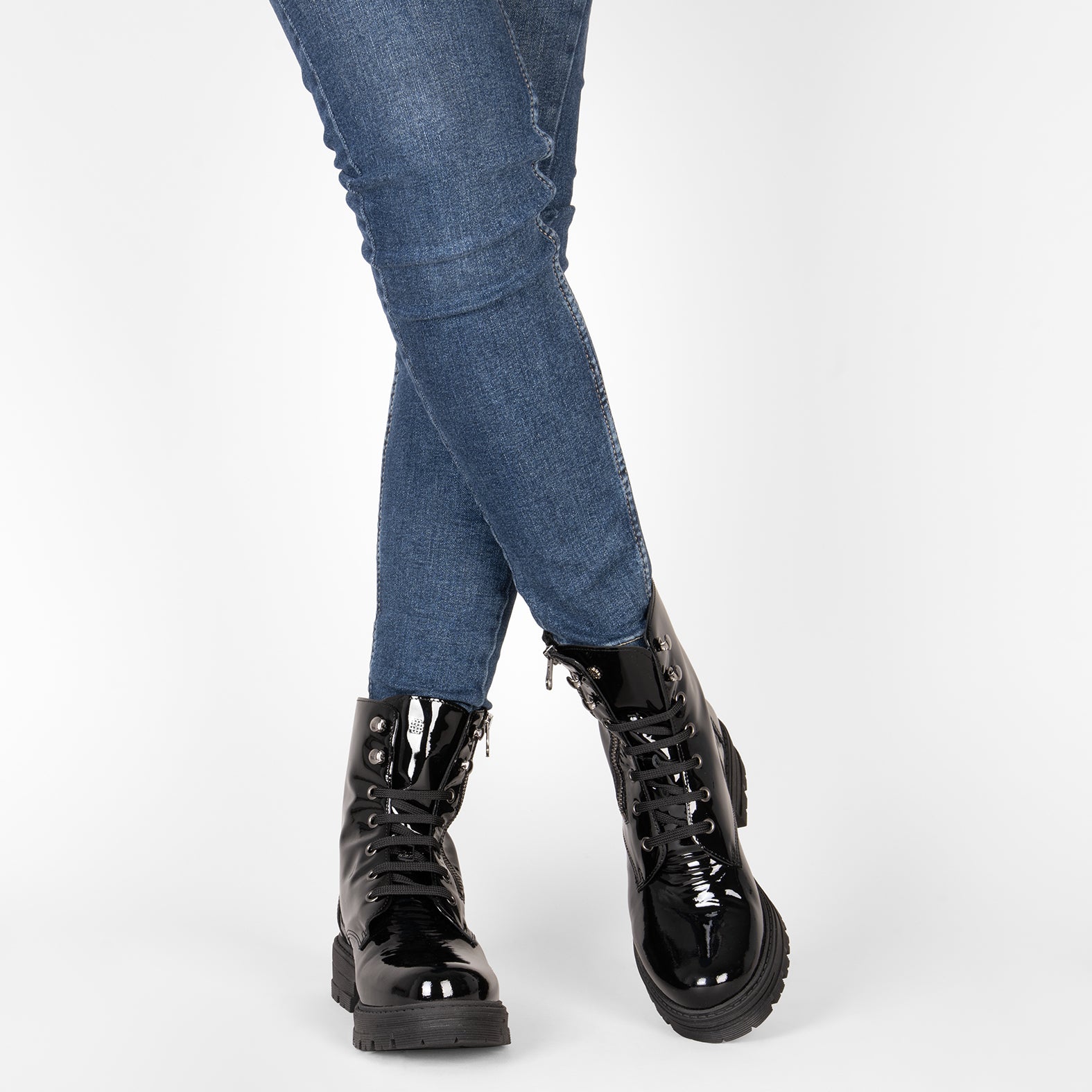 MILITAR – Botas militares de mujer NEGRO CHAROL - miMaO ®