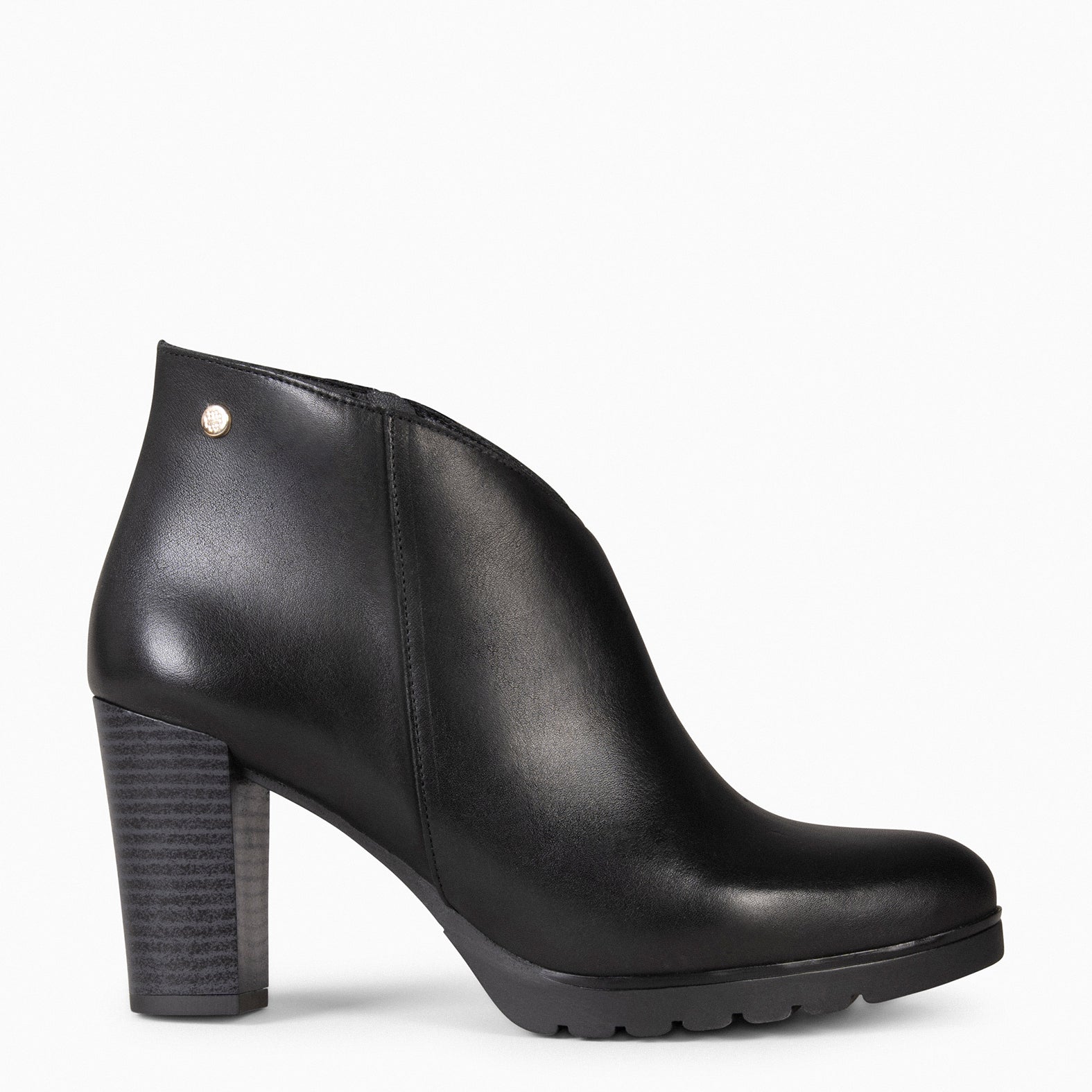 CLASSIC - Botines de tacón de piel NEGRO