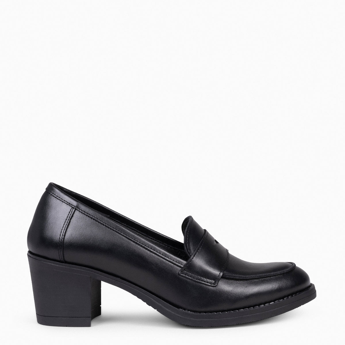 MOKKA – Mocasín de napa con tacón NEGRO