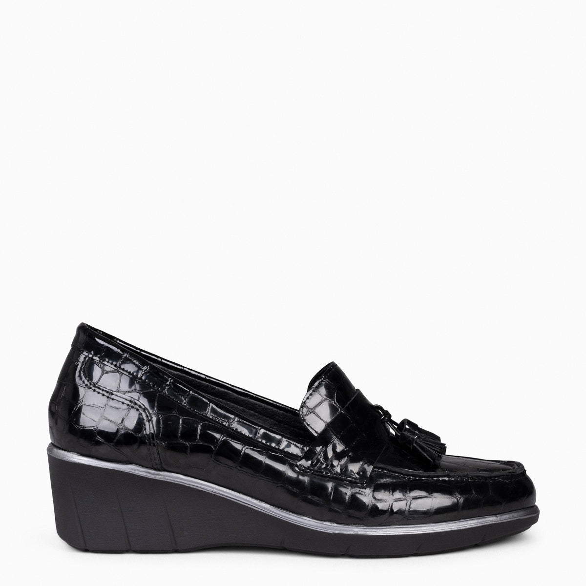 BORLAS COCO - Mocasín borlas mujer NEGRO