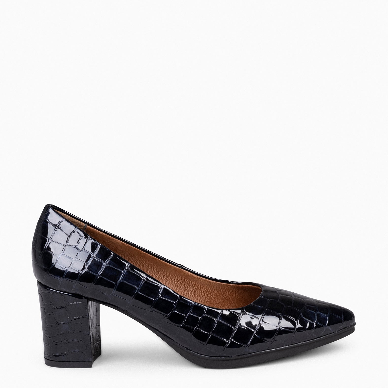 URBAN S COCO – Zapatos de tacón con textura de cocodrilo NEGRO - miMaO ®