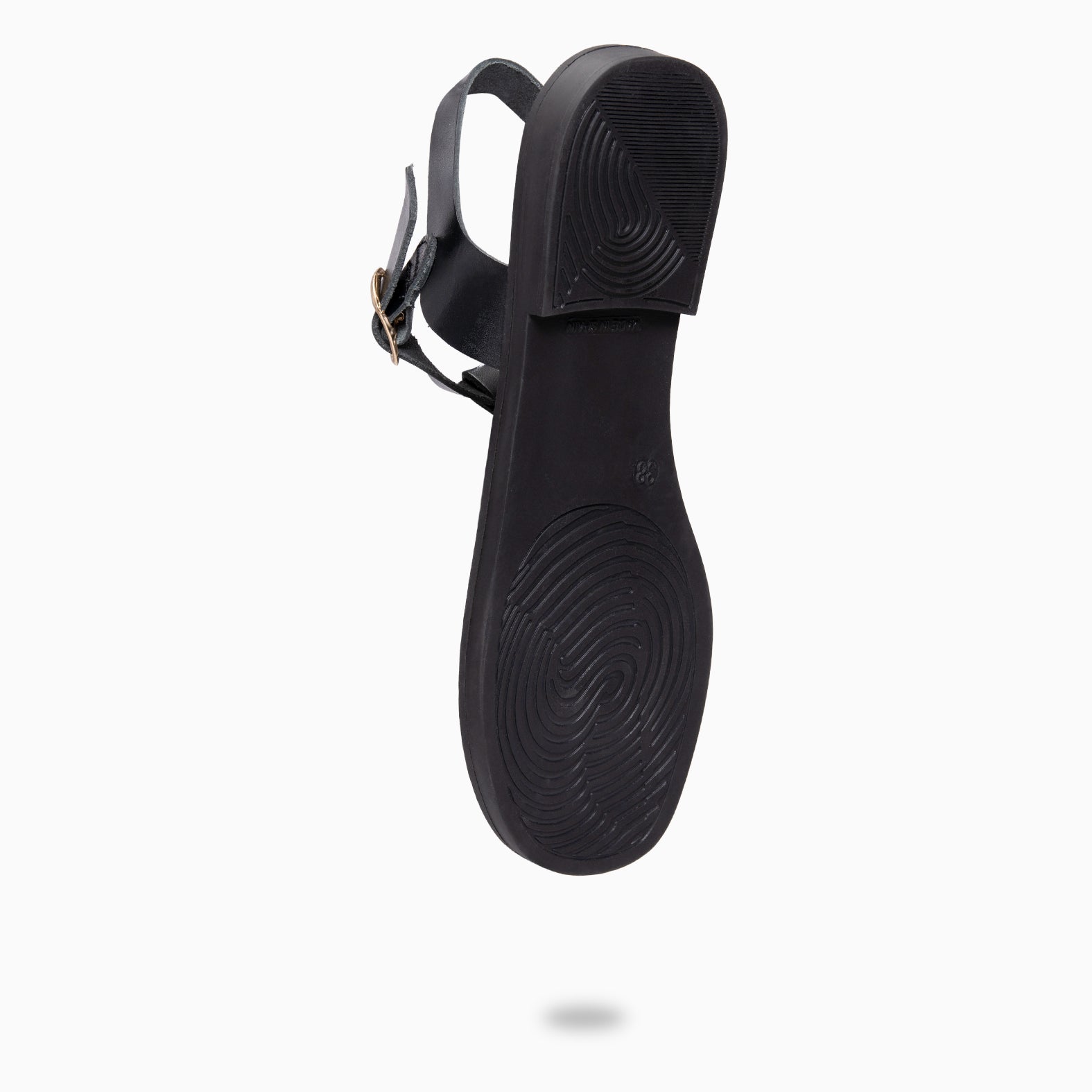 CIRCE - BLACK Flat leather sandals