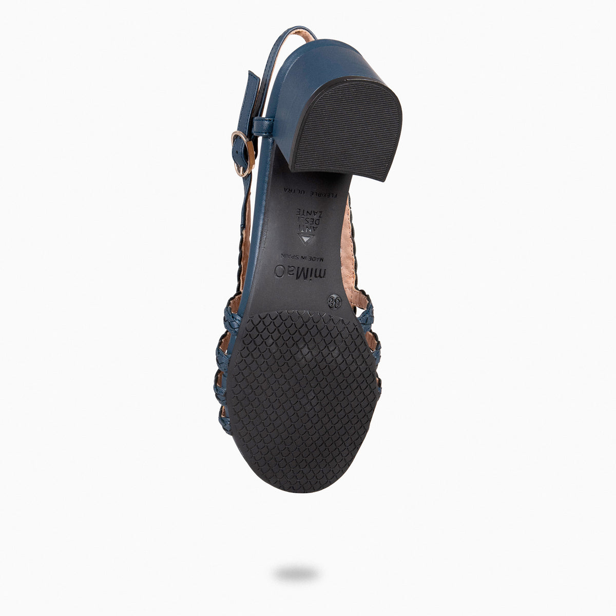 LINA – Slingbacks ouverts en cuir tressé BLEU NUIT