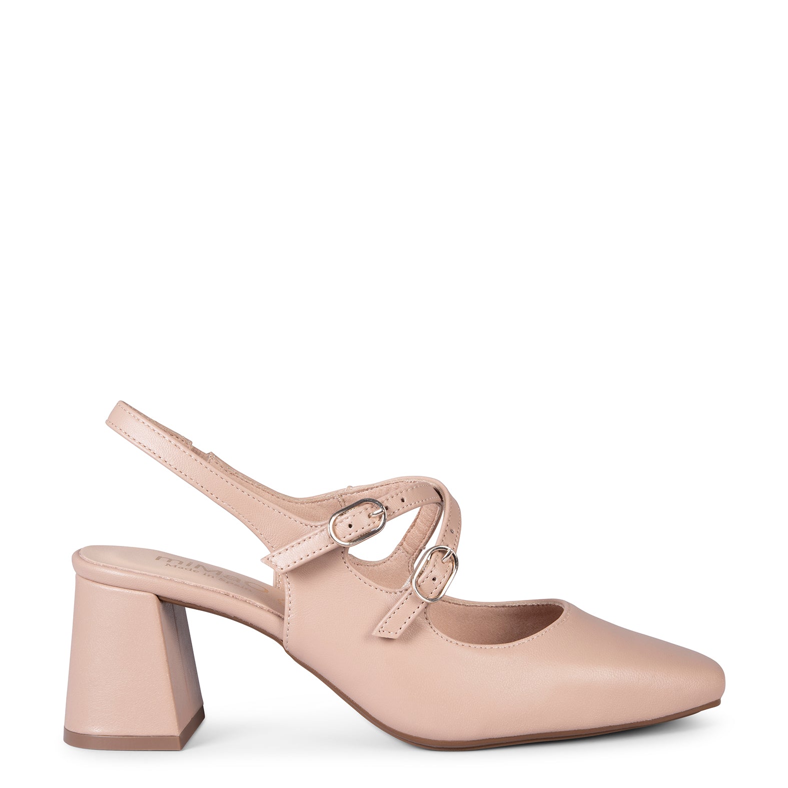 NAMIBIA - NUDE WIDE HEEL SLING-BACK SHOES