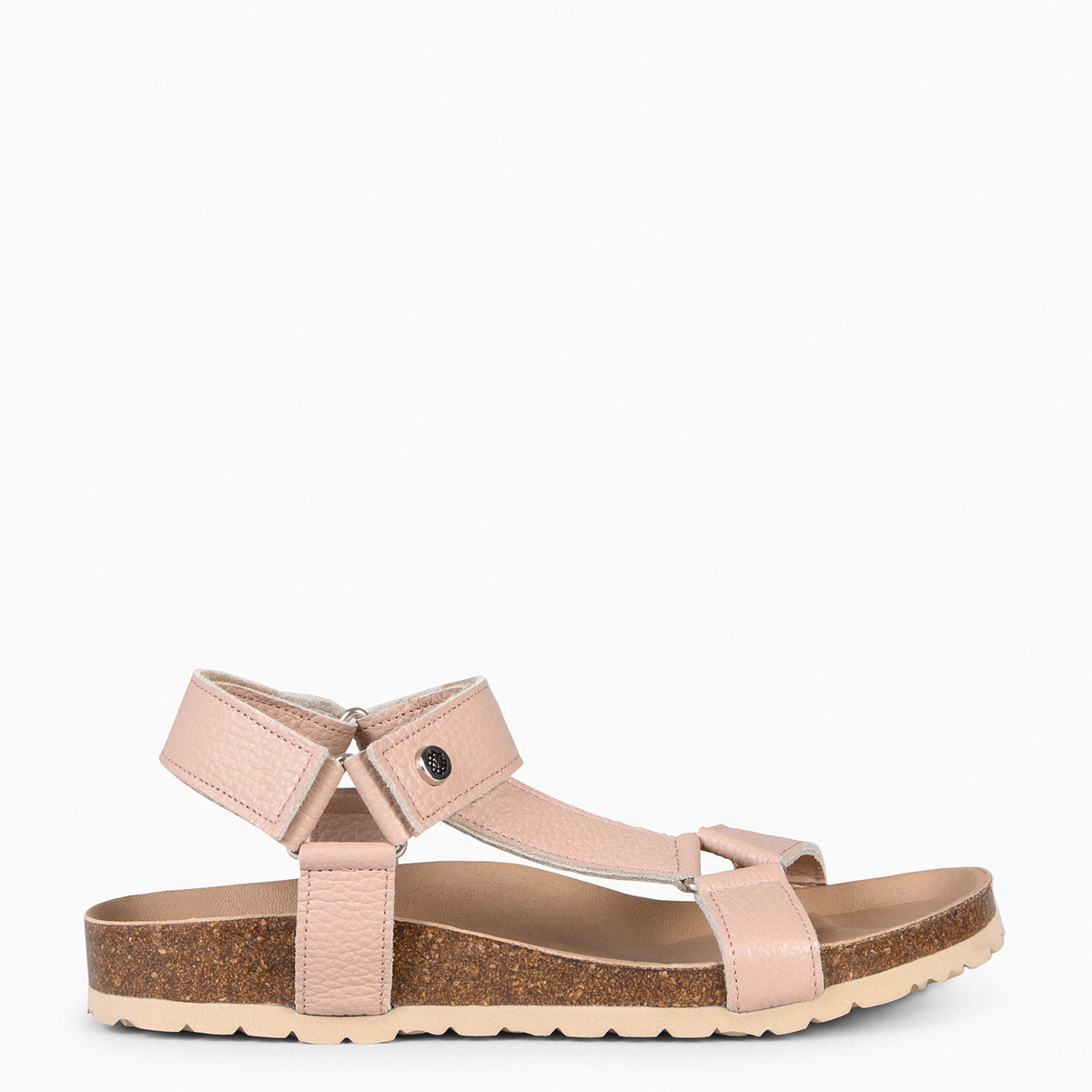 LAURA - Sandalias BIO con velcro NUDE