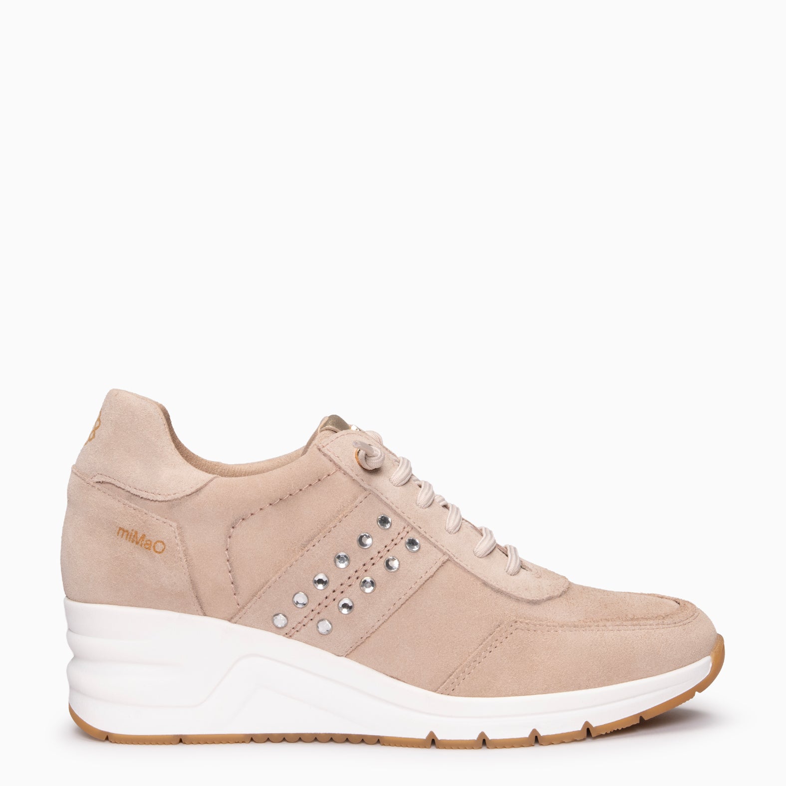 METZ - Zapatillas con cuña de ante ROSA CLARO