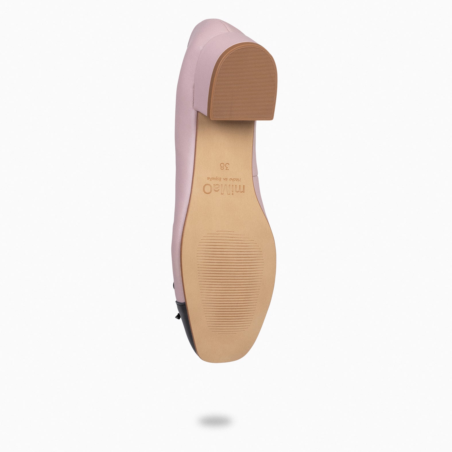 GLAMOUR – Ballerines à talon et bout en cuir vernis NUDE