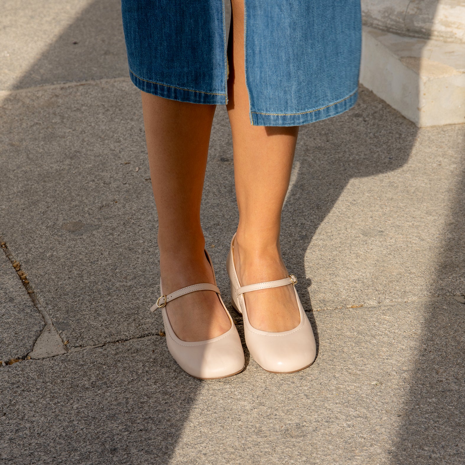 ROSALÍA - MERCEDITAS DE TACÓN ESTILO BARESOFT BEIGE - miMaO ®