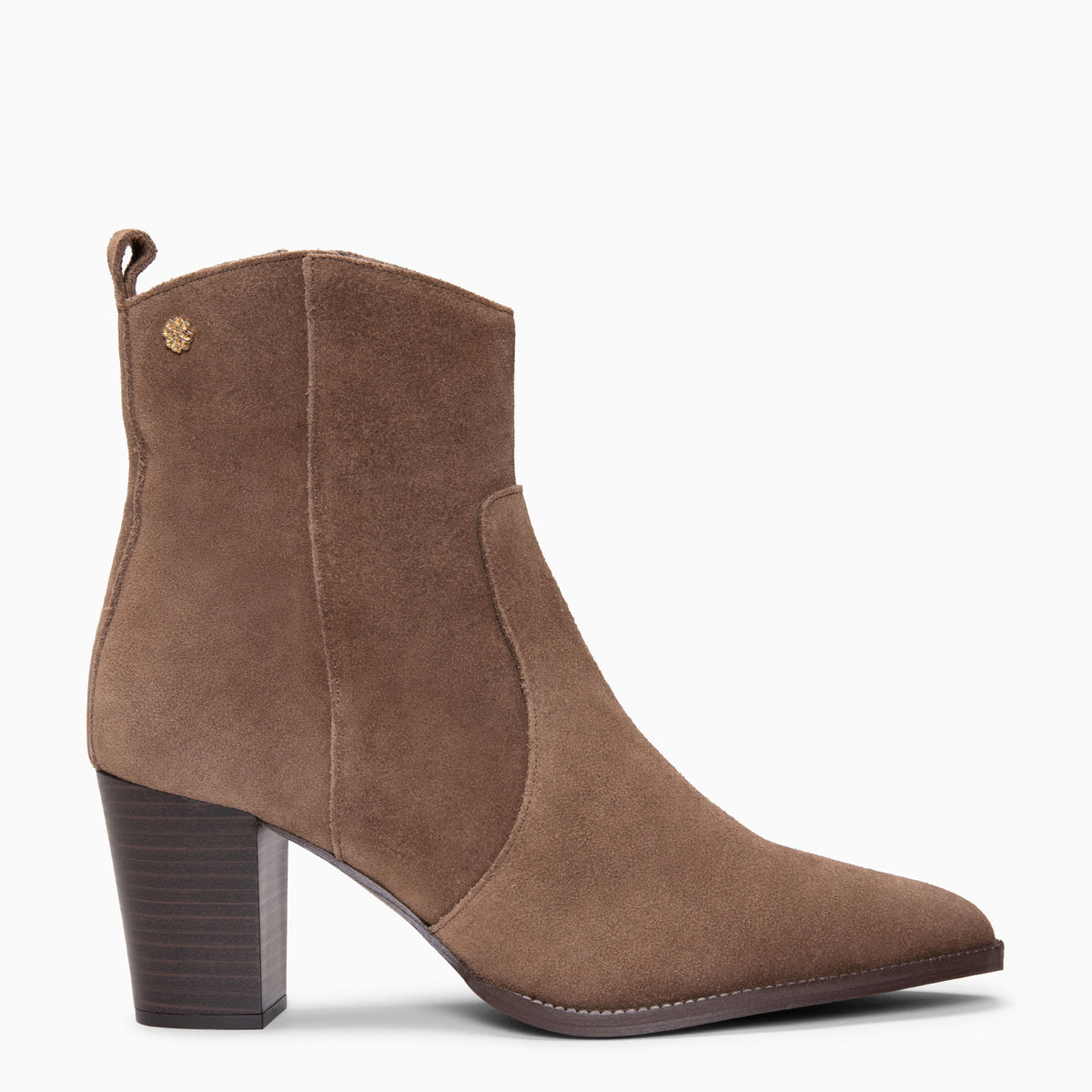 ALLEY - Bottines cowboy à talon en daim TAUPE