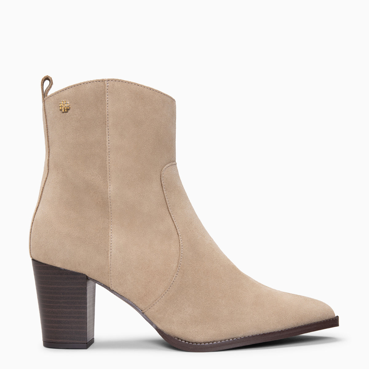 ALLEY - Bottines cowboy à talon en daim BEIGE