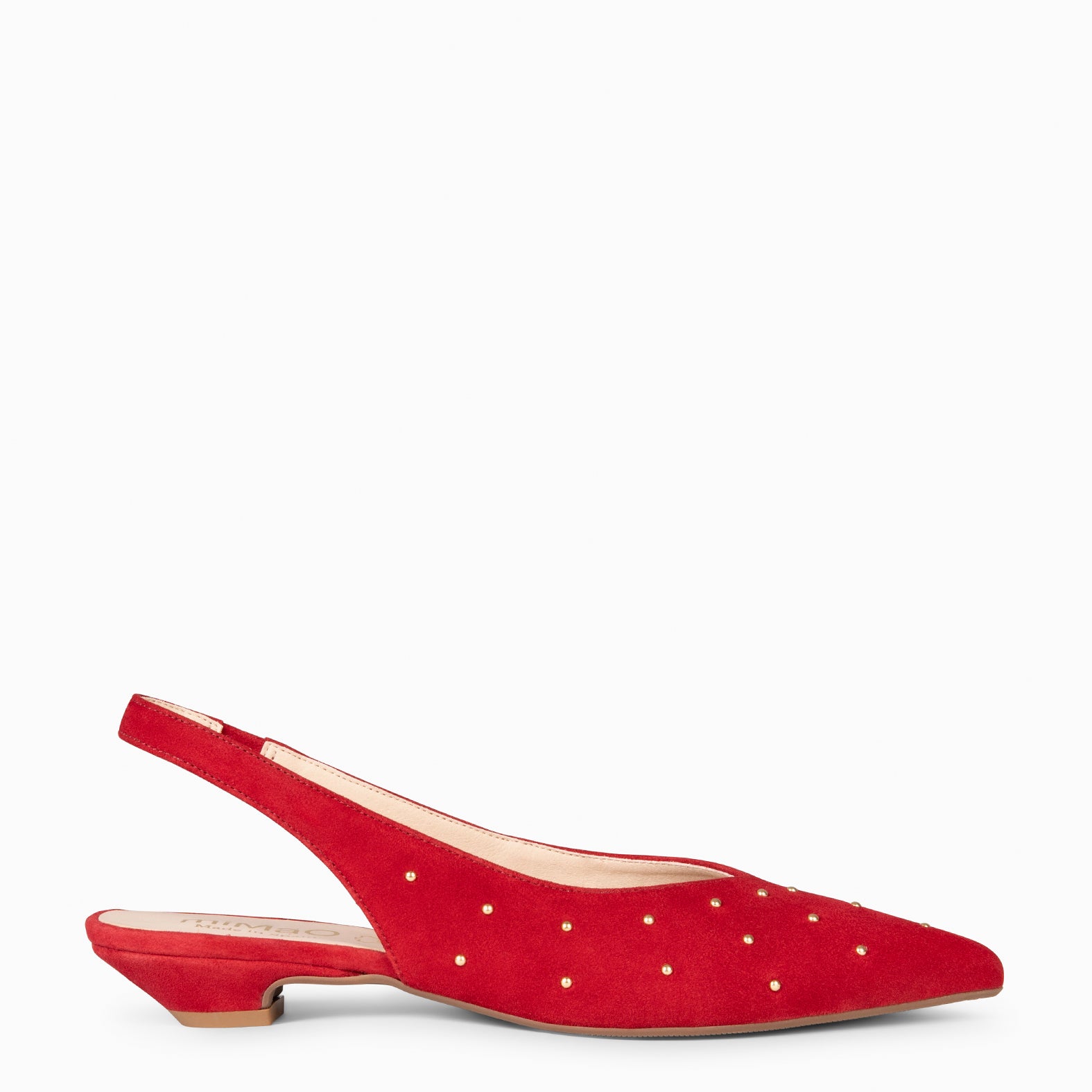 ORION – ZAPATOS BAJOS DESTALONADOS CON TACHAS ROJO - miMaO ®